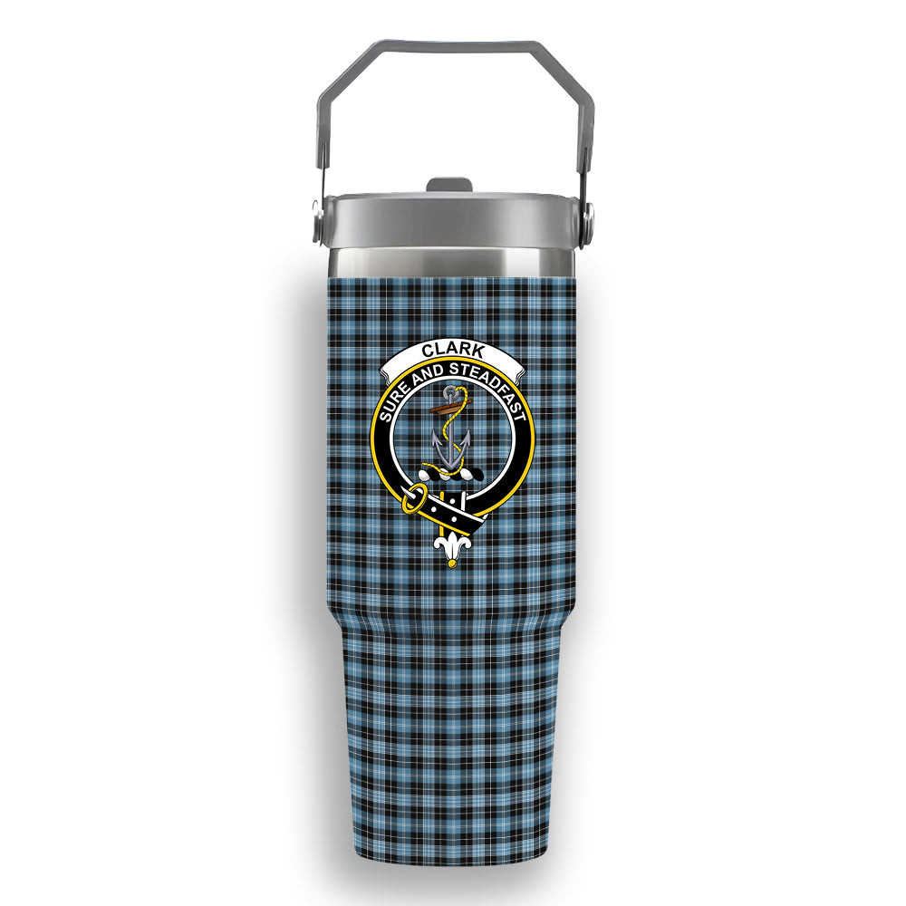 ScotsTee Shop Scottish Clark Ancient Crest Tartan Flip Straw Tumbler 20oz 30oz