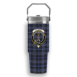 ScotsTee Shop Scottish Clarke Crest Tartan Flip Straw Tumbler 20oz 30oz