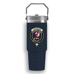 ScotsTee Shop Scottish Cockburn Blue Crest Tartan Flip Straw Tumbler 20oz 30oz