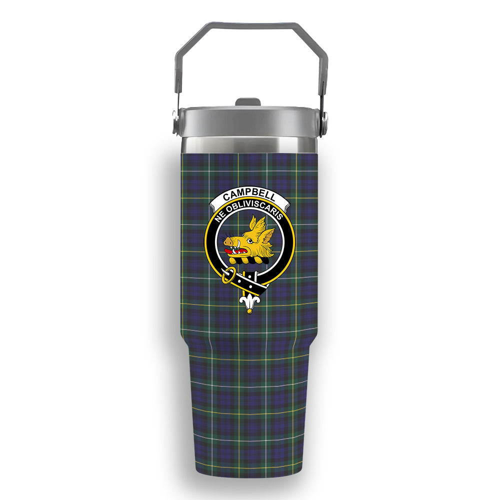 ScotsTee Shop Scottish Campbell Argyll Modern Crest Tartan Flip Straw Tumbler 20oz 30oz