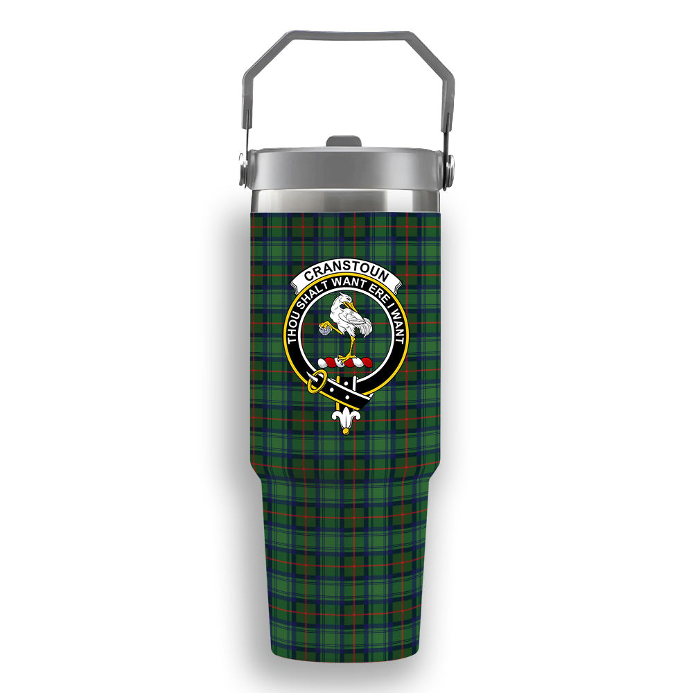 ScotsTee Shop Scottish Cranston Modern Crest Tartan Flip Straw Tumbler 20oz 30oz