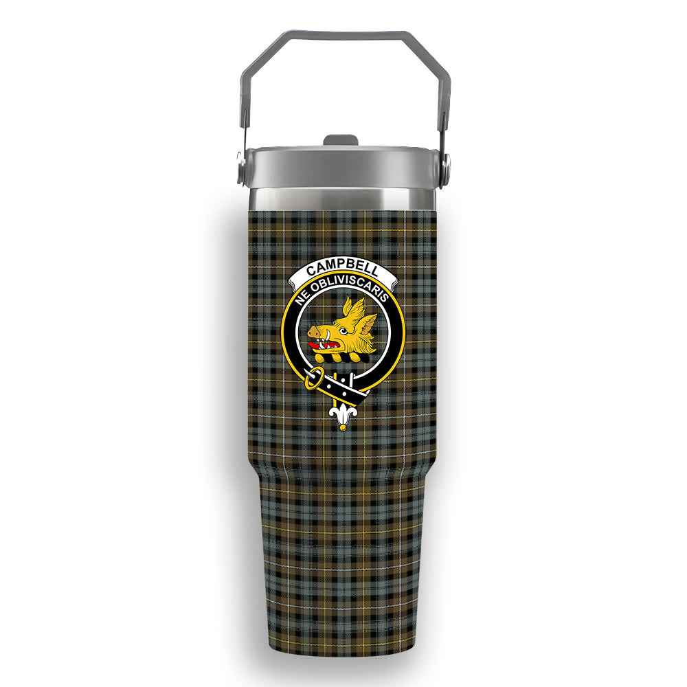 ScotsTee Shop Scottish Campbell Argyll Weathered Crest Tartan Flip Straw Tumbler 20oz 30oz