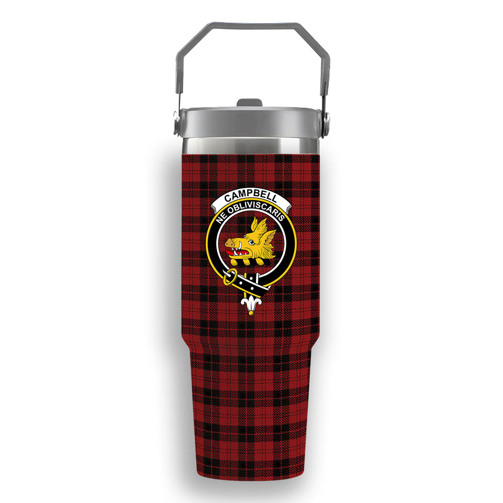 ScotsTee Shop Scottish Campbell of Armaddie Crest Tartan Flip Straw Tumbler 20oz 30oz