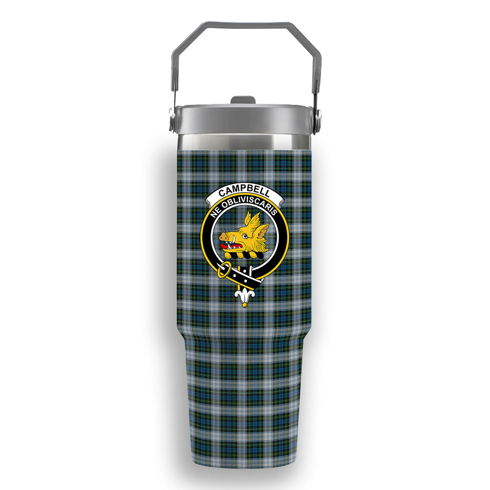 ScotsTee Shop Scottish Campbell Dress 1 Crest Tartan Flip Straw Tumbler 20oz 30oz