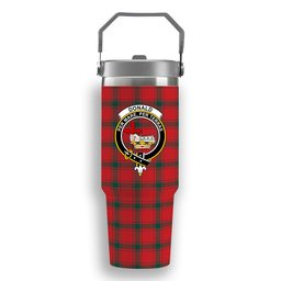 ScotsTee Shop Scottish Donald of the Isles Red Modern Crest Tartan Flip Straw Tumbler 20oz 30oz
