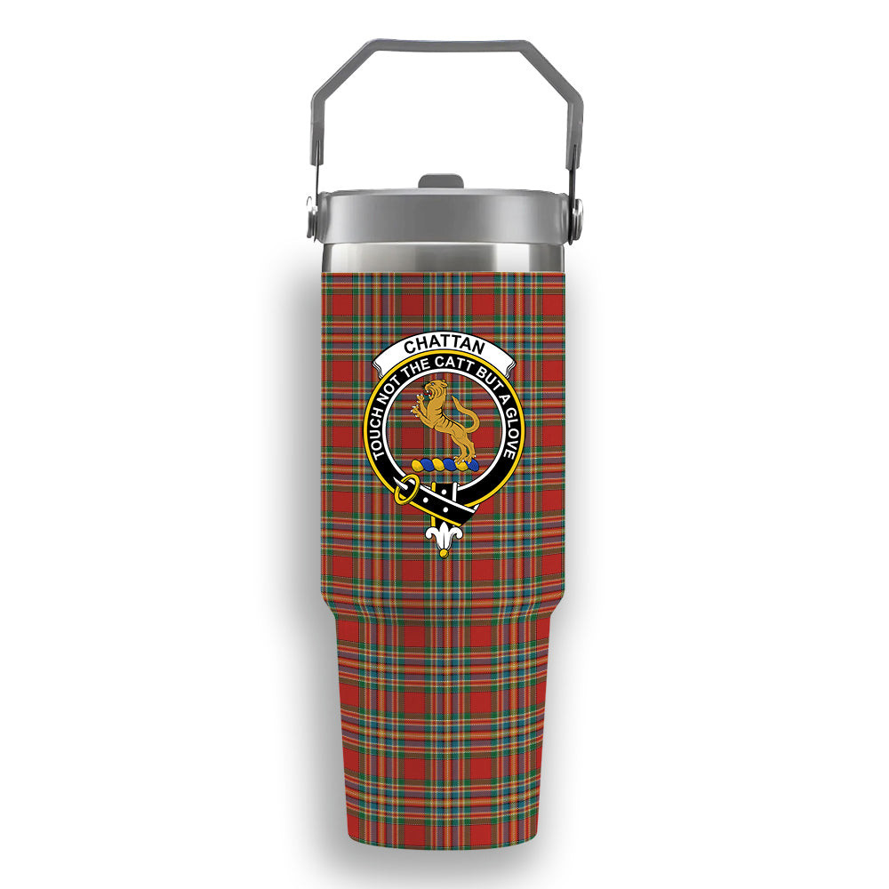 ScotsTee Shop Scottish Chattan Ancient Crest Tartan Flip Straw Tumbler 20oz 30oz