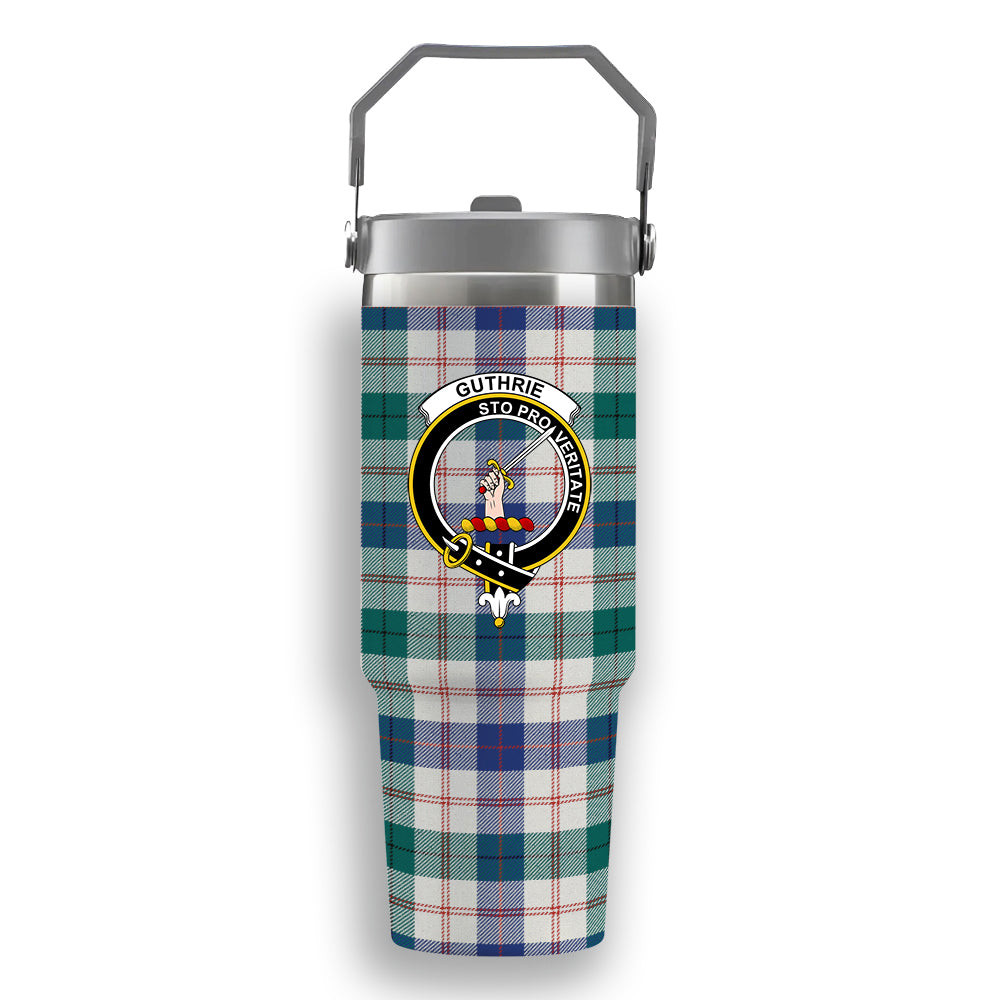 ScotsTee Shop Scottish Guthrie Dress Modern Crest Tartan Flip Straw Tumbler 20oz 30oz