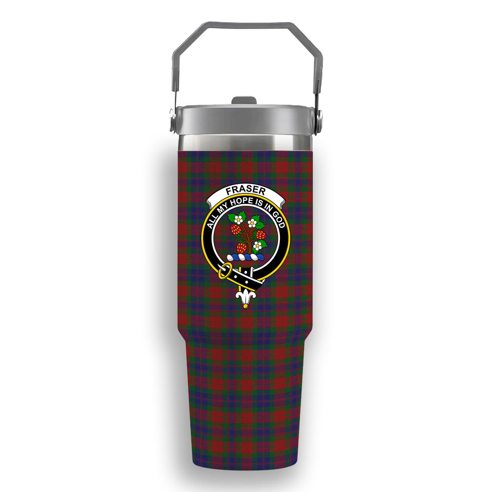 ScotsTee Shop Scottish Fraser 1800 Crest Tartan Flip Straw Tumbler 20oz 30oz