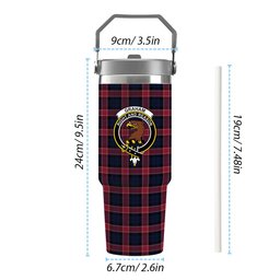 ScotsTee Shop Scottish Graham of Menteith Red Modern Crest Tartan Flip Straw Tumbler 20oz 30oz