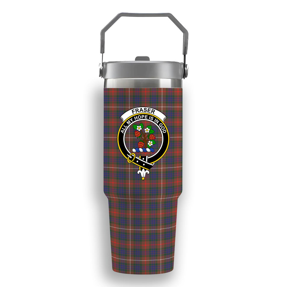 ScotsTee Shop Scottish Fraser Hunting Modern Crest Tartan Flip Straw Tumbler 20oz 30oz