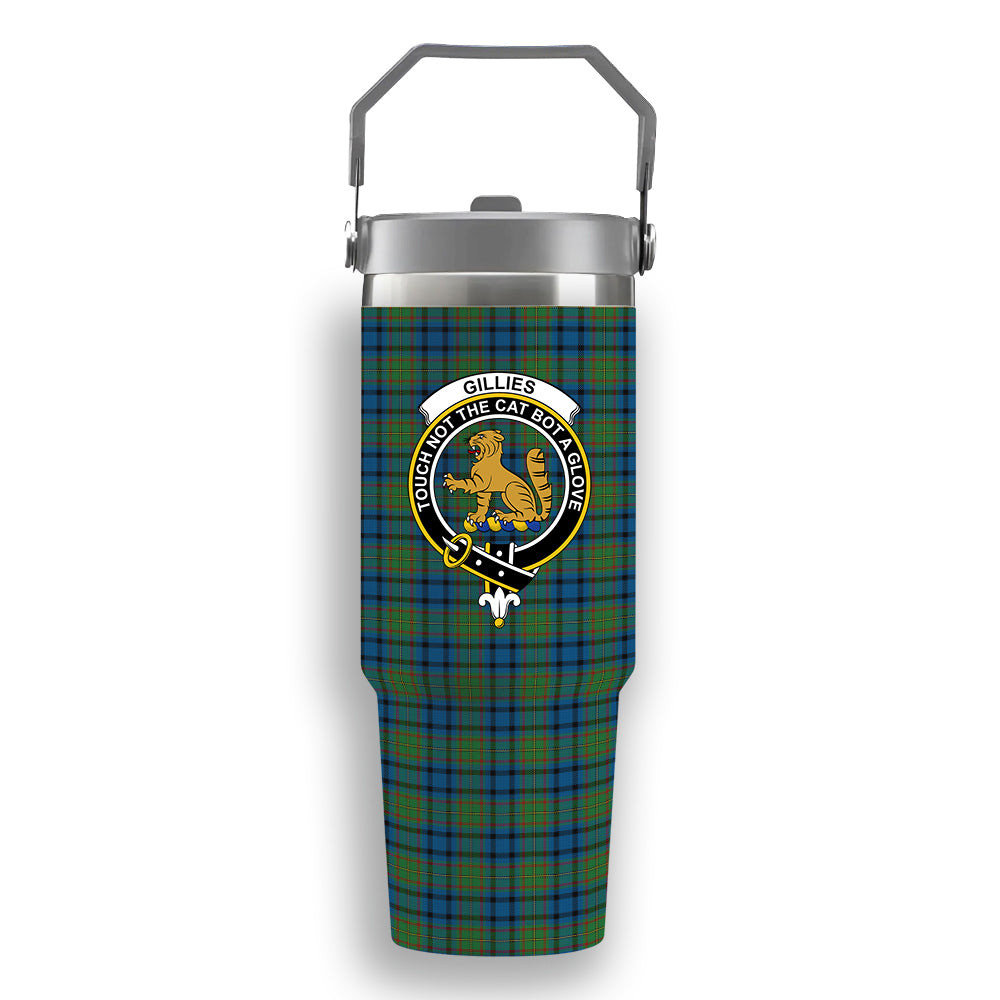 ScotsTee Shop Scottish Gillies 2 Crest Tartan Flip Straw Tumbler 20oz 30oz
