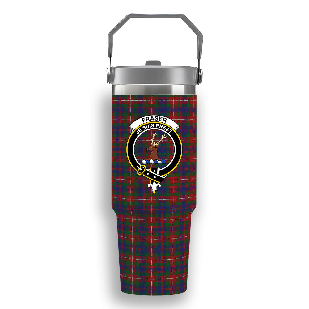 ScotsTee Shop Scottish Fraser of Lovat Crest Tartan Flip Straw Tumbler 20oz 30oz