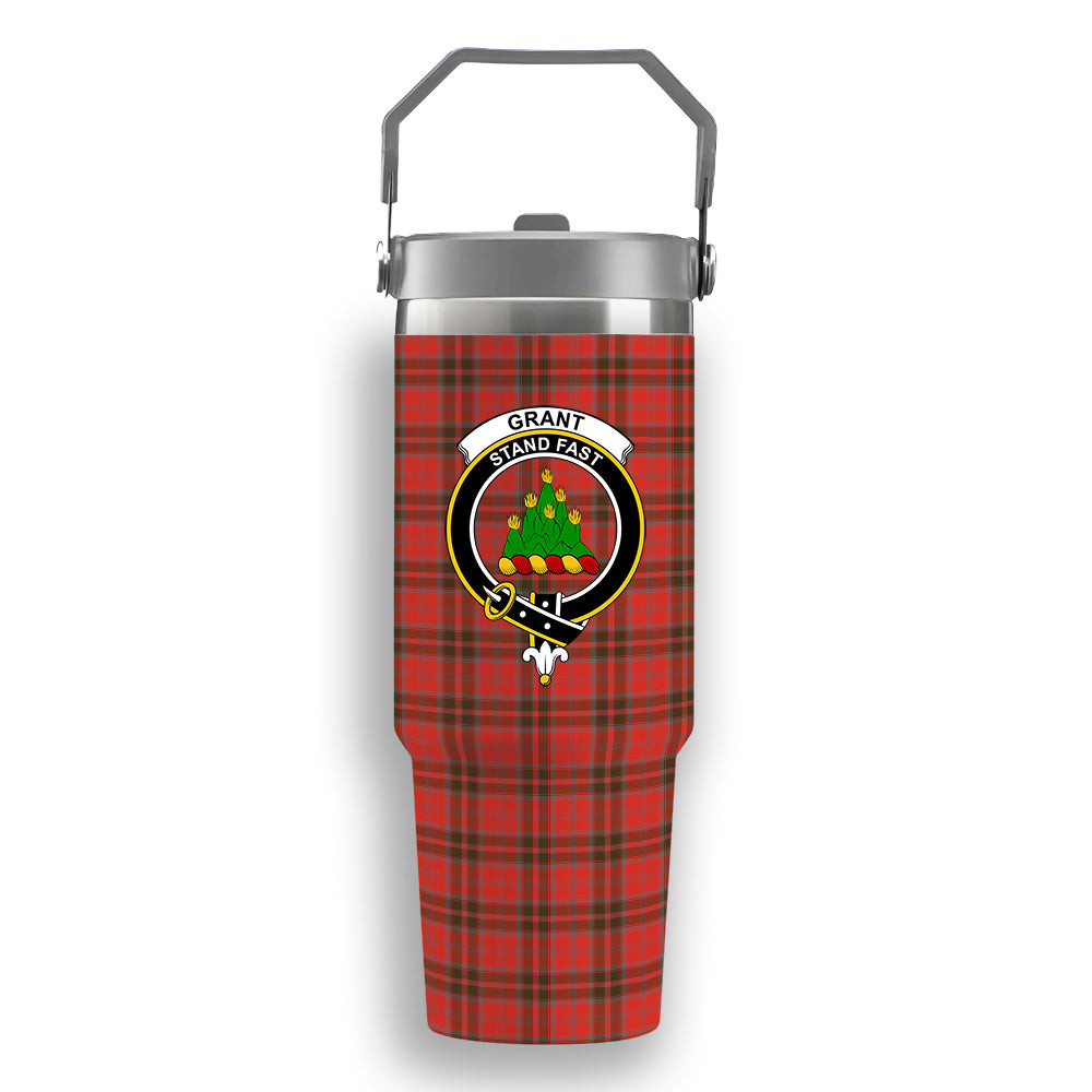 ScotsTee Shop Scottish Grant Weathered Crest Tartan Flip Straw Tumbler 20oz 30oz