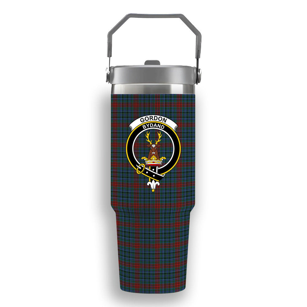 ScotsTee Shop Scottish Gordon 3 Crest Tartan Flip Straw Tumbler 20oz 30oz