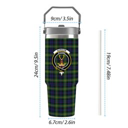 ScotsTee Shop Scottish Gordon of Esselmont Crest Tartan Flip Straw Tumbler 20oz 30oz