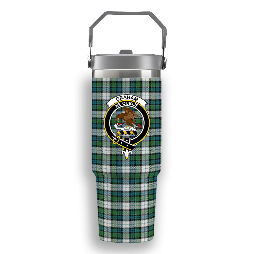 ScotsTee Shop Scottish Graham Dress Ancient Crest Tartan Flip Straw Tumbler 20oz 30oz