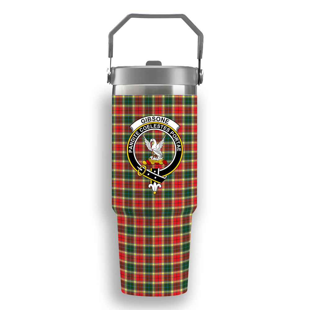 ScotsTee Shop Scottish Gibsone Crest Tartan Flip Straw Tumbler 20oz 30oz
