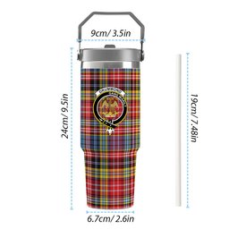ScotsTee Shop Scottish Drummond of Strathallan Modern Crest Tartan Flip Straw Tumbler 20oz 30oz