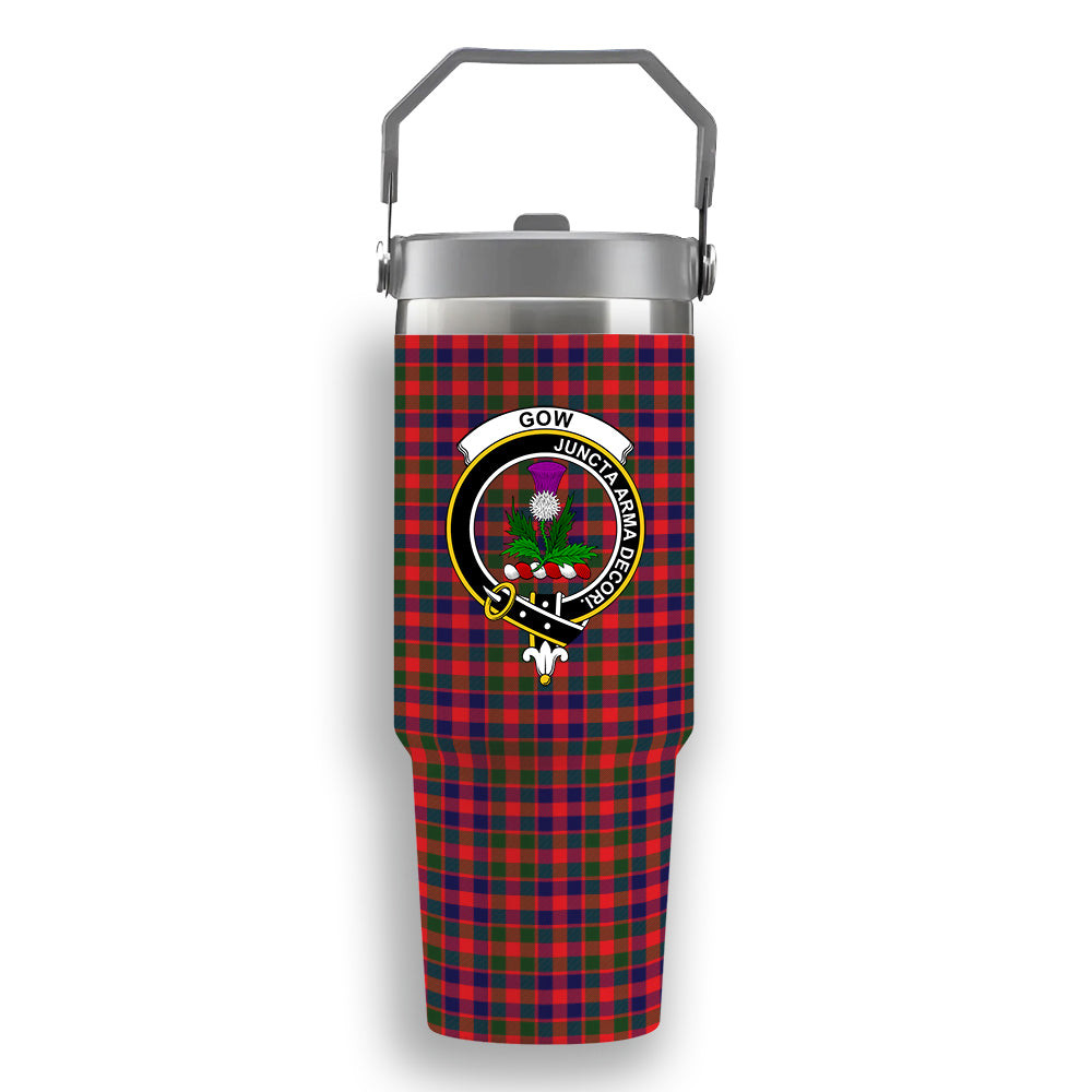 ScotsTee Shop Scottish Gow of Skeoch Crest Tartan Flip Straw Tumbler 20oz 30oz