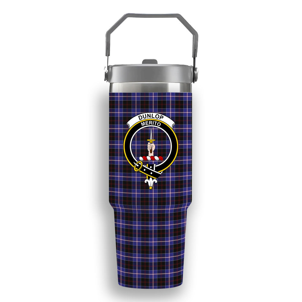 ScotsTee Shop Scottish Dunlop Modern Crest Tartan Flip Straw Tumbler 20oz 30oz