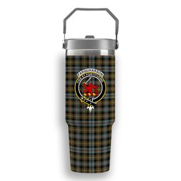 ScotsTee Shop Scottish Farquharson Weathered Crest Tartan Flip Straw Tumbler 20oz 30oz