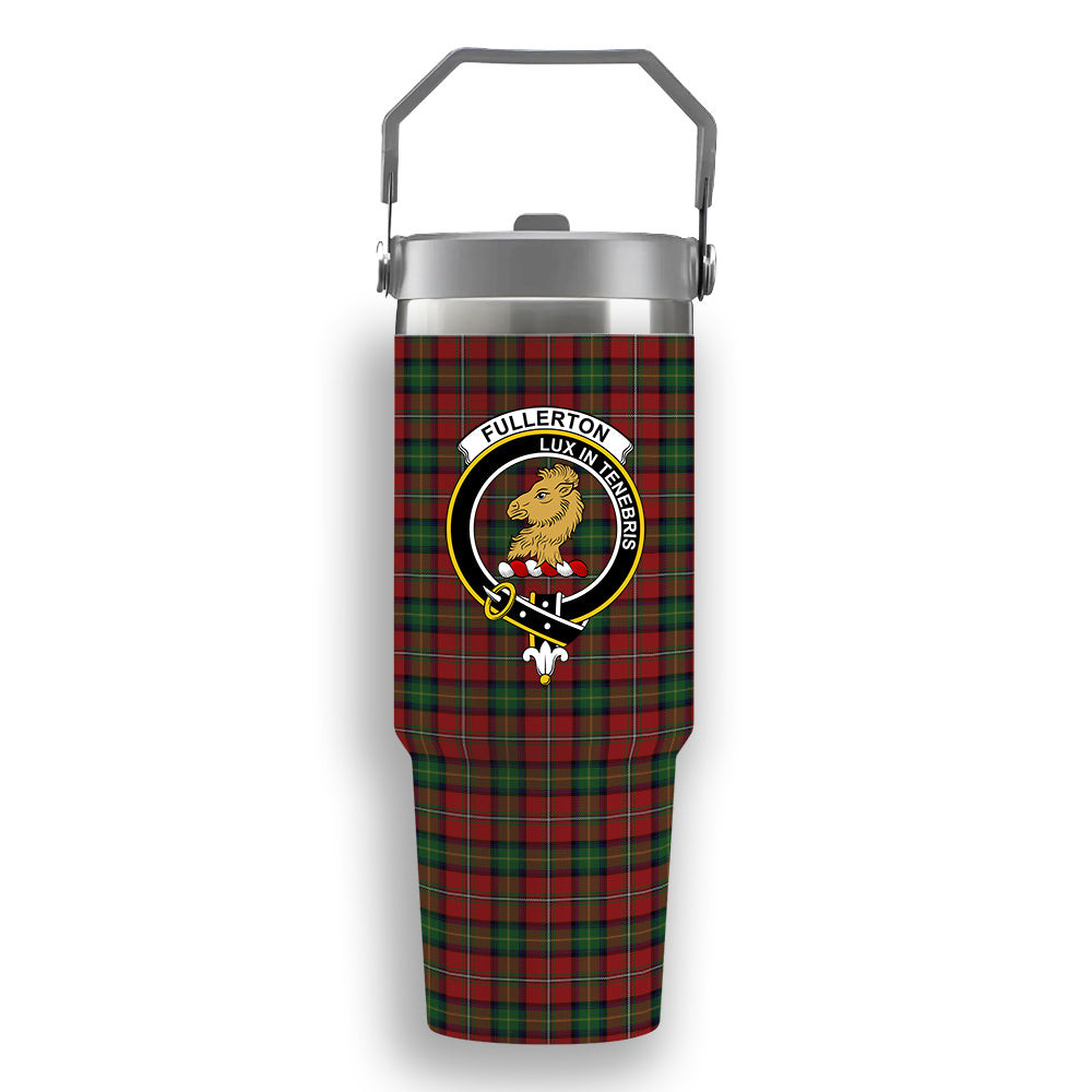 ScotsTee Shop Scottish Fullerton Crest Tartan Flip Straw Tumbler 20oz 30oz
