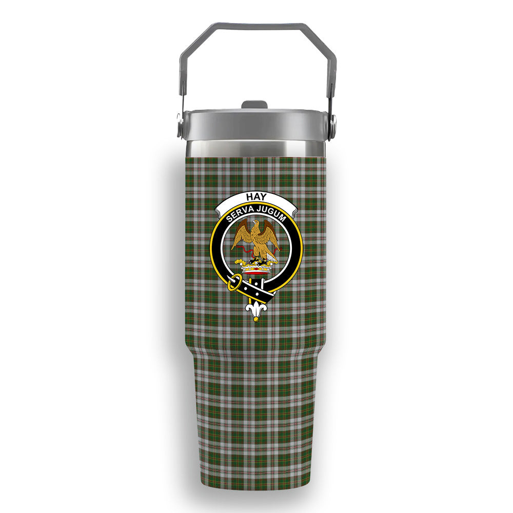 ScotsTee Shop Scottish Hay White Dress Crest Tartan Flip Straw Tumbler 20oz 30oz