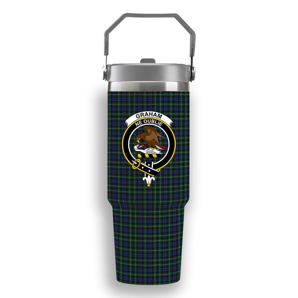 ScotsTee Shop Scottish Graham of Montrose 3 Crest Tartan Flip Straw Tumbler 20oz 30oz