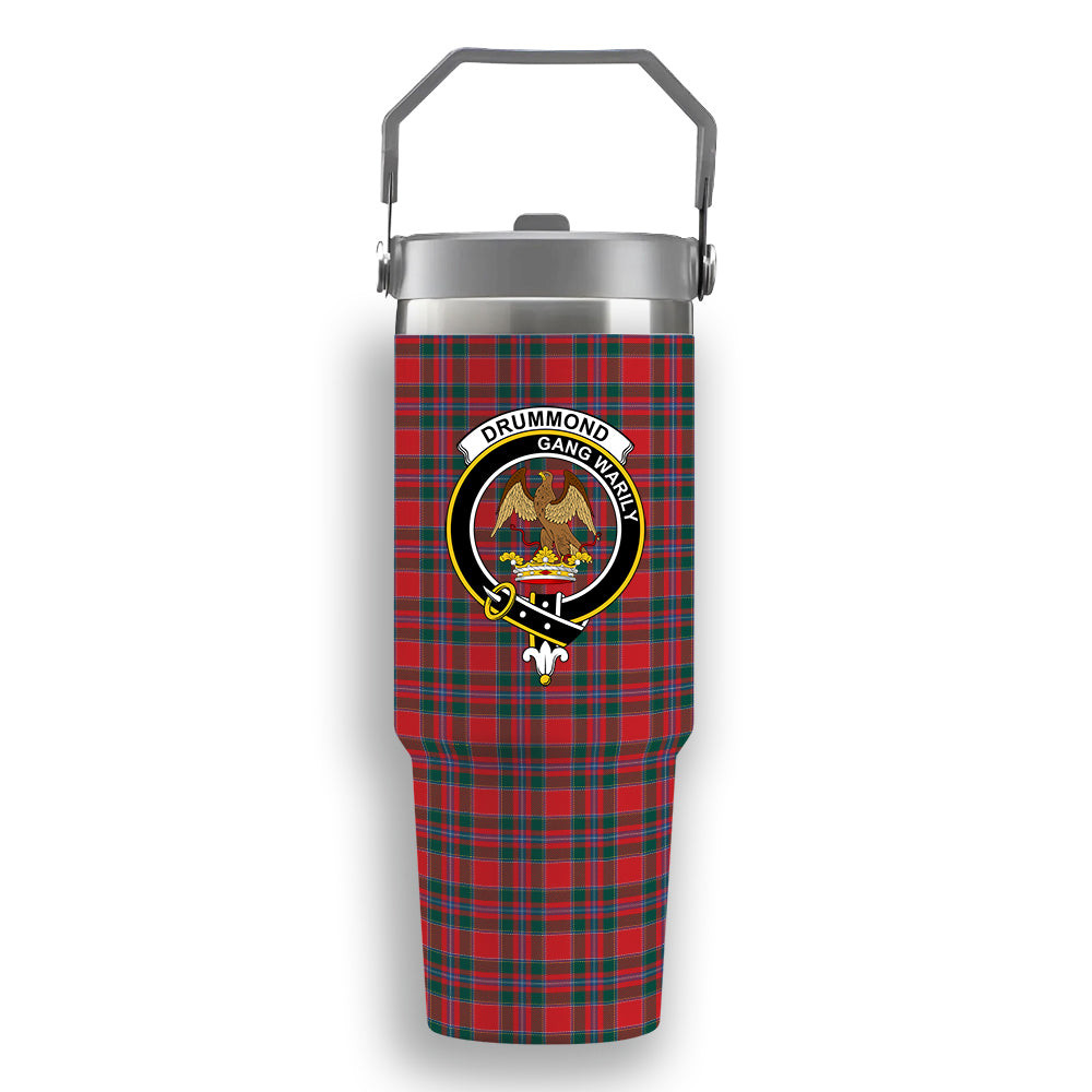 ScotsTee Shop Scottish Drummond of Perth Modern Crest Tartan Flip Straw Tumbler 20oz 30oz