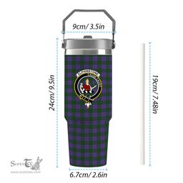 ScotsTee Shop Scottish Elphinstone Crest Tartan Flip Straw Tumbler 20oz 30oz
