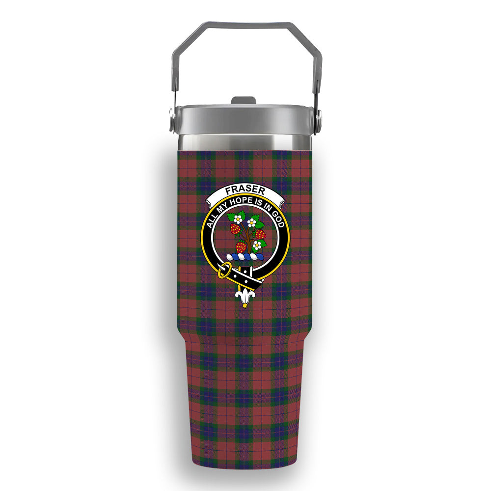 ScotsTee Shop Scottish Fraser of Boblainy Hugh Crest Tartan Flip Straw Tumbler 20oz 30oz