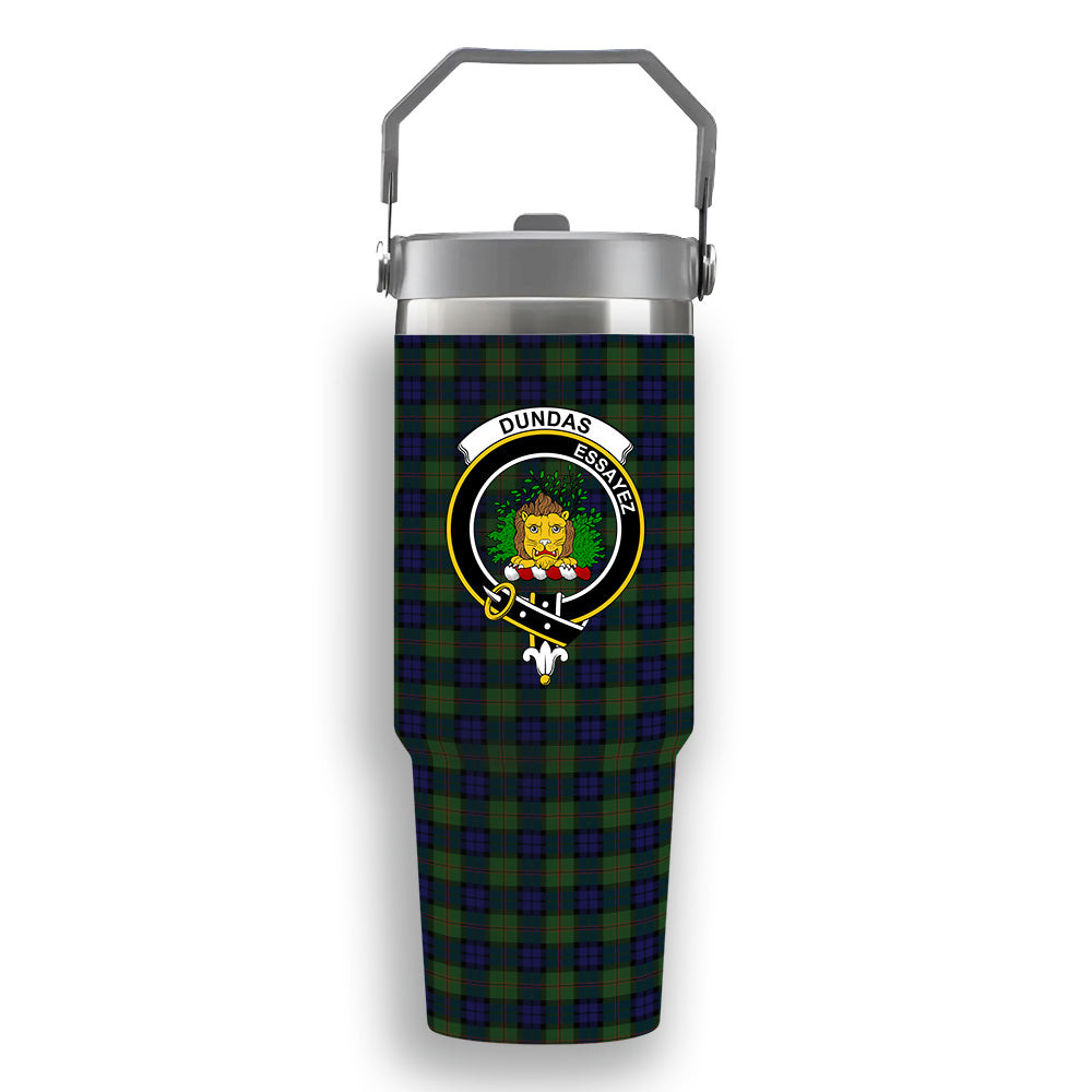 ScotsTee Shop Scottish Dundas Modern Crest Tartan Flip Straw Tumbler 20oz 30oz
