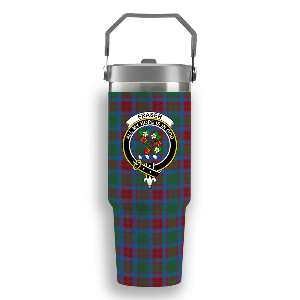 ScotsTee Shop Scottish Fraser of Altyre Ancient Crest Tartan Flip Straw Tumbler 20oz 30oz
