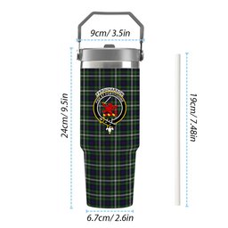 ScotsTee Shop Scottish Farquharson Dress Crest Tartan Flip Straw Tumbler 20oz 30oz