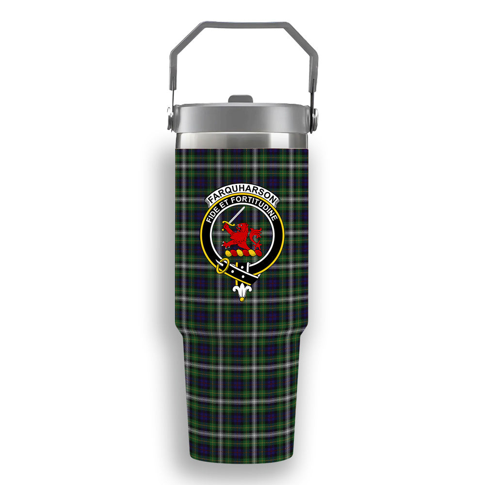 ScotsTee Shop Scottish Farquharson Dress Crest Tartan Flip Straw Tumbler 20oz 30oz