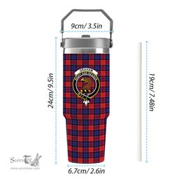 ScotsTee Shop Scottish Graham of Menteith Red Crest Tartan Flip Straw Tumbler 20oz 30oz