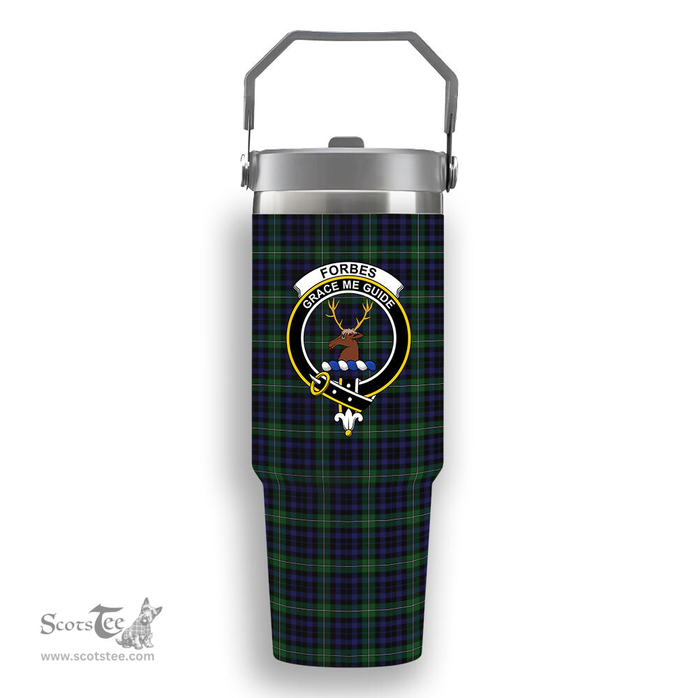 ScotsTee Shop Scottish Forbes Ancient 2 Crest Tartan Flip Straw Tumbler 20oz 30oz