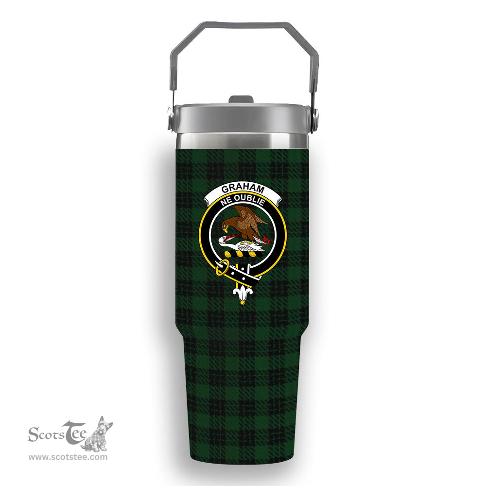 ScotsTee Shop Scottish Graham Crest Tartan Flip Straw Tumbler 20oz 30oz