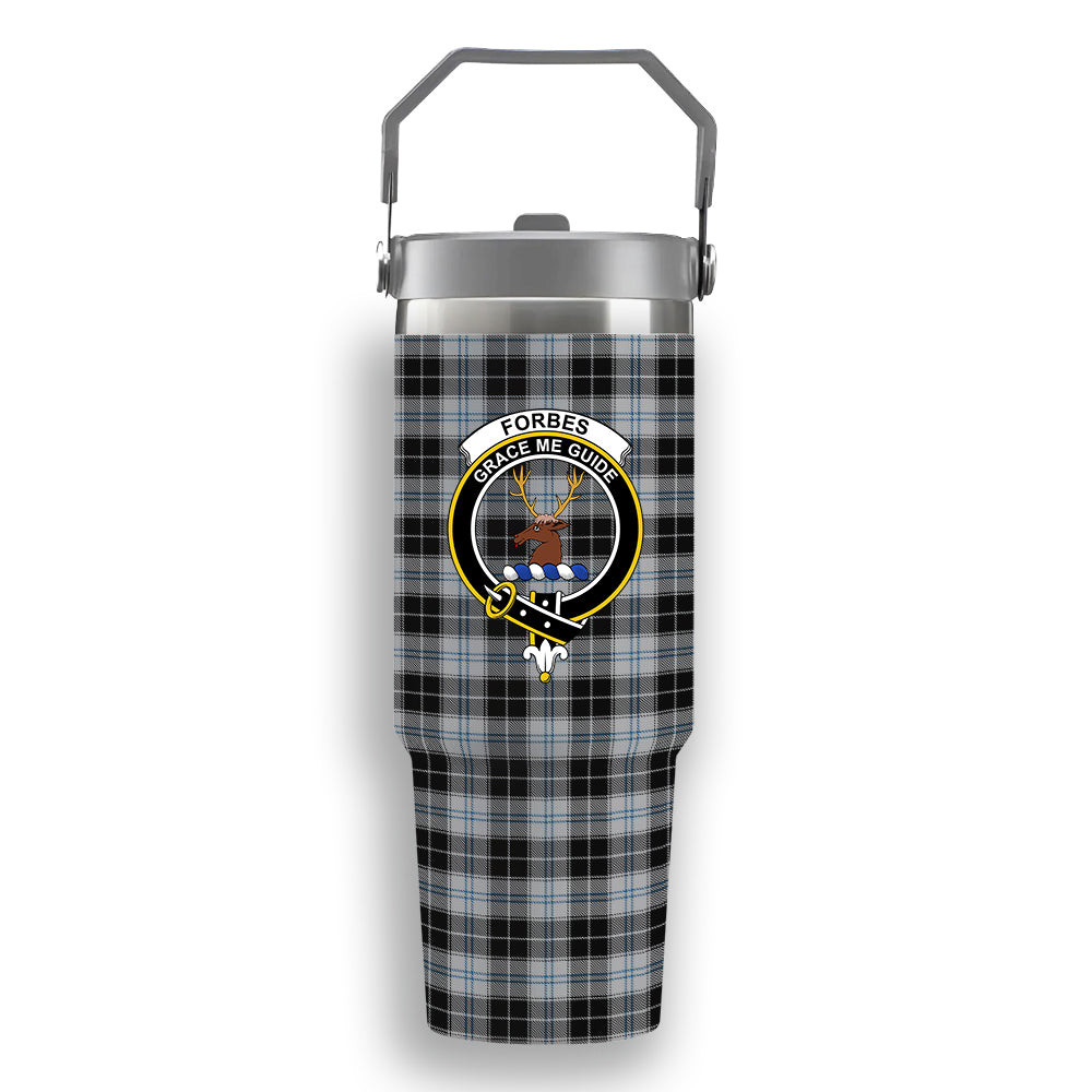 ScotsTee Shop Scottish Forbes Dress Originaux Crest Tartan Flip Straw Tumbler 20oz 30oz