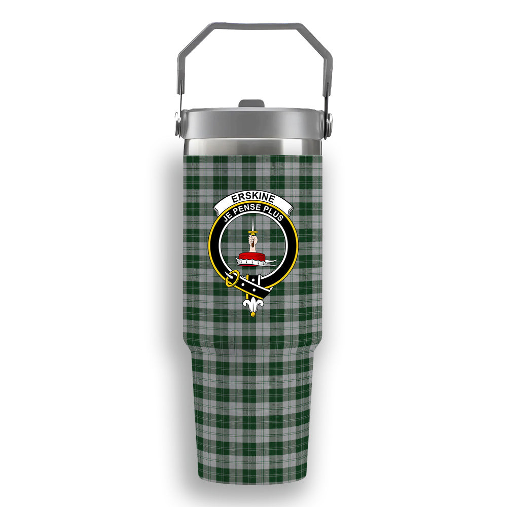 ScotsTee Shop Scottish Erskine Green Crest Tartan Flip Straw Tumbler 20oz 30oz