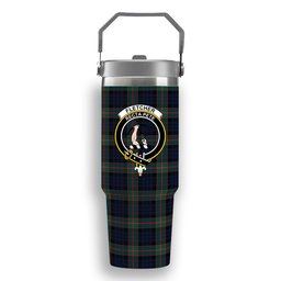 ScotsTee Shop Scottish Fletcher of Dunans Modern Crest Tartan Flip Straw Tumbler 20oz 30oz