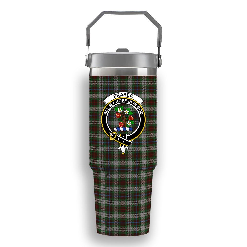 ScotsTee Shop Scottish Fraser Hunting Dress Crest Tartan Flip Straw Tumbler 20oz 30oz