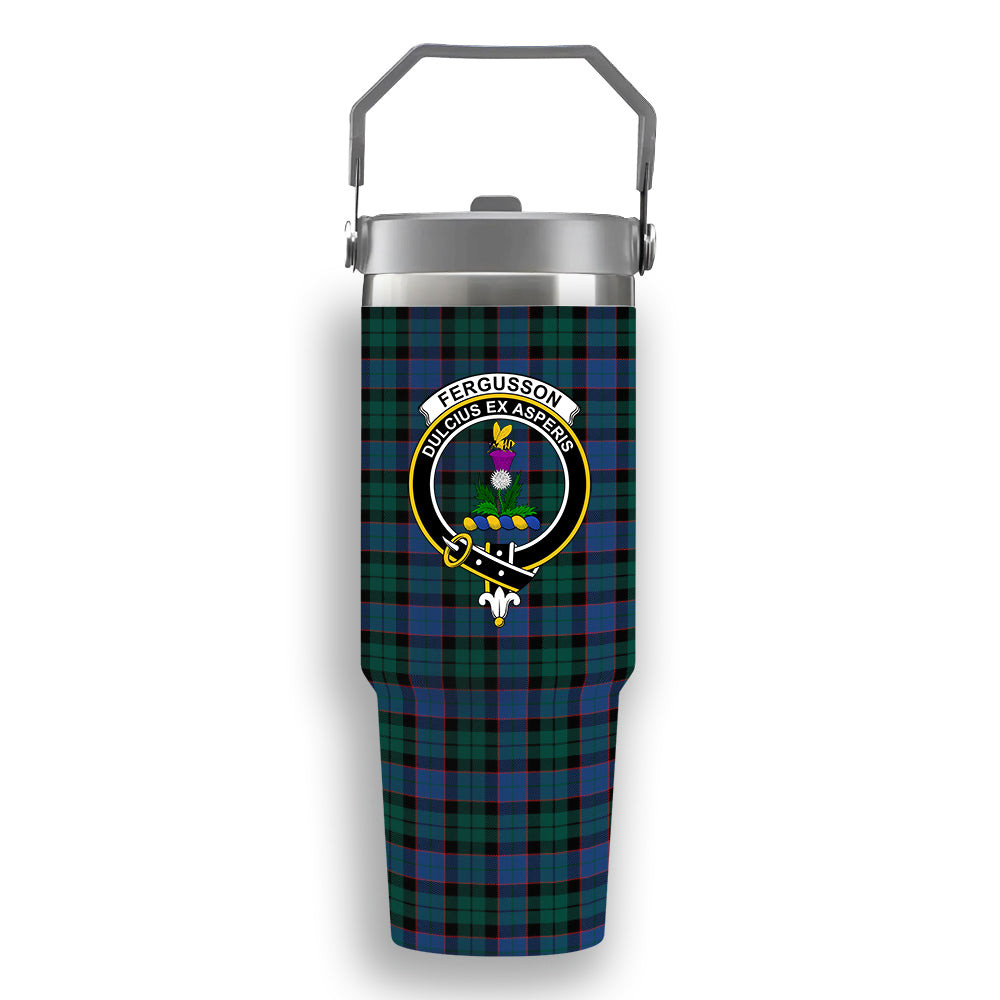 ScotsTee Shop Scottish Ferguson of Balquhidder Modern Crest Tartan Flip Straw Tumbler 20oz 30oz