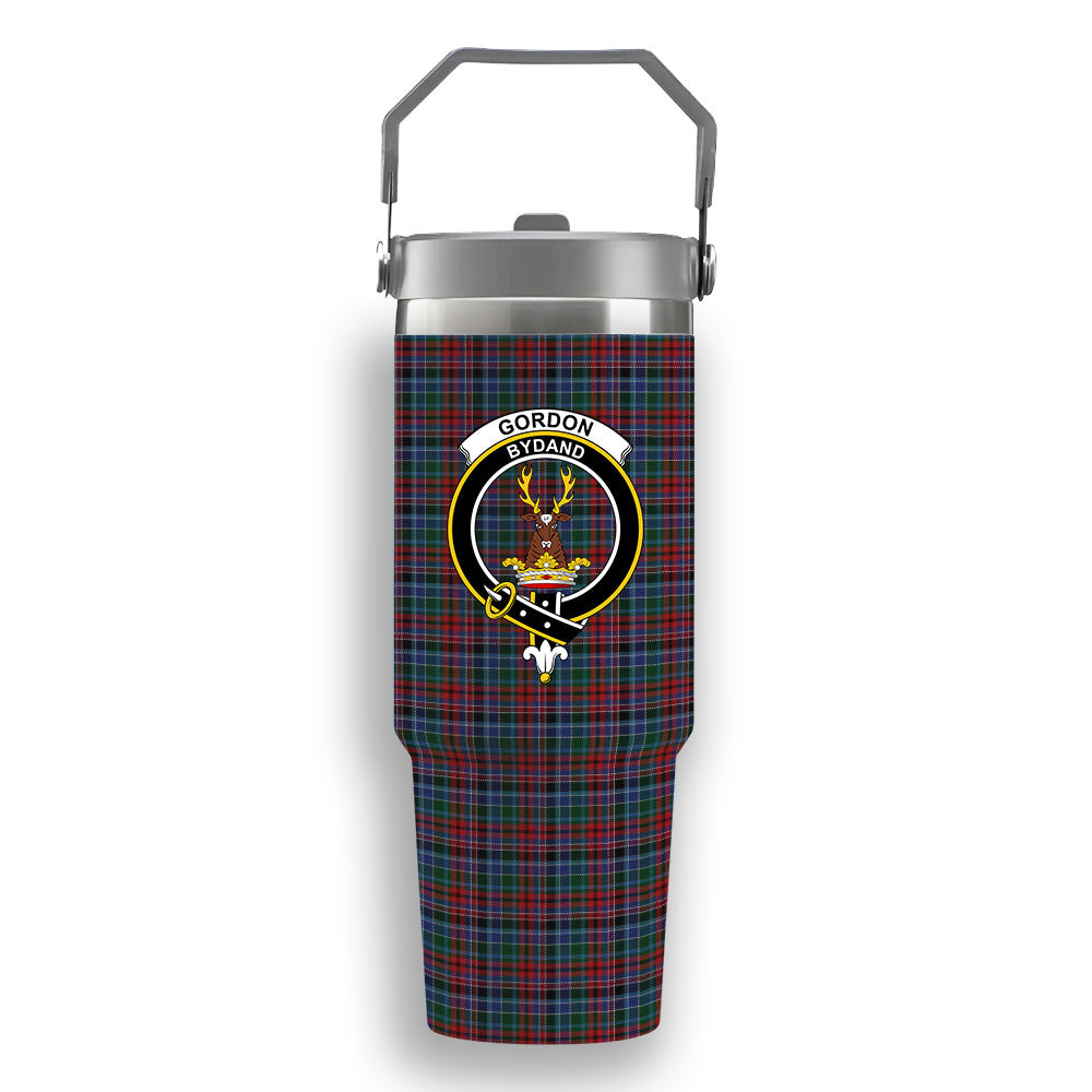 ScotsTee Shop Scottish Gordon Red Crest Tartan Flip Straw Tumbler 20oz 30oz