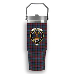 ScotsTee Shop Scottish Gordon Red Crest Tartan Flip Straw Tumbler 20oz 30oz