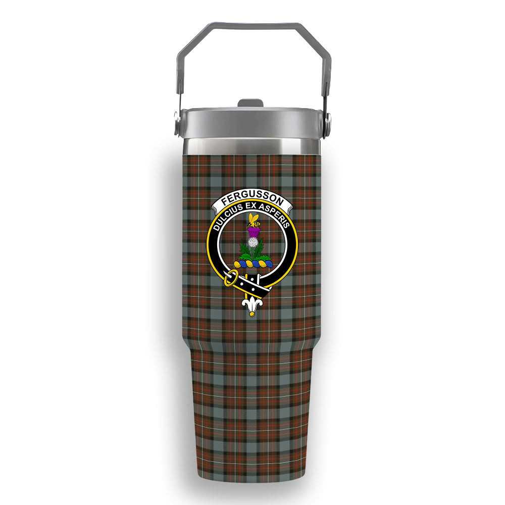 ScotsTee Shop Scottish Fergusson Weathered Crest Tartan Flip Straw Tumbler 20oz 30oz