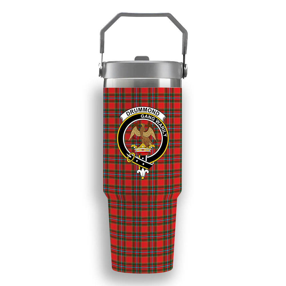 ScotsTee Shop Scottish Drummond of Perth Crest Tartan Flip Straw Tumbler 20oz 30oz
