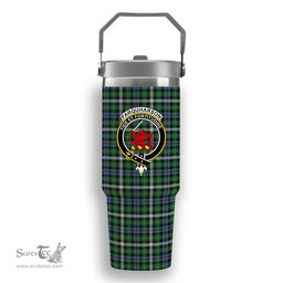 ScotsTee Shop Scottish Farquharson Dress Ancient Crest Tartan Flip Straw Tumbler 20oz 30oz