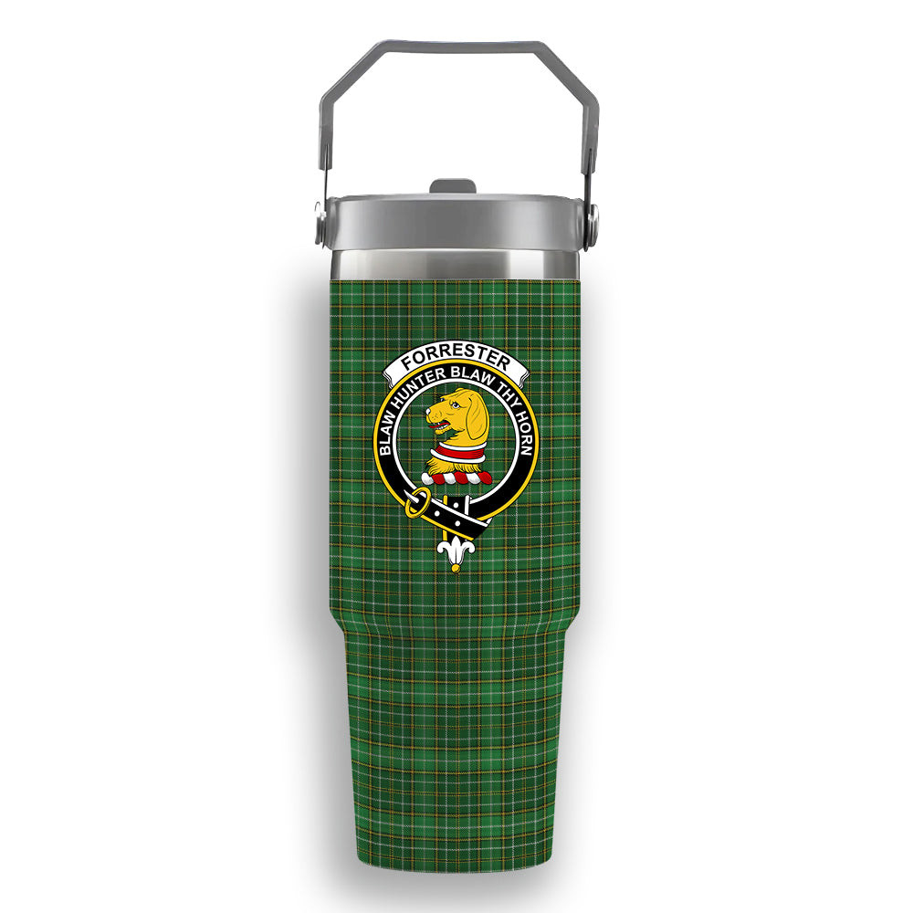 ScotsTee Shop Scottish Forrester Hunting Crest Tartan Flip Straw Tumbler 20oz 30oz