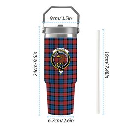 ScotsTee Shop Scottish Graham of Menteith Red Ancient Crest Tartan Flip Straw Tumbler 20oz 30oz